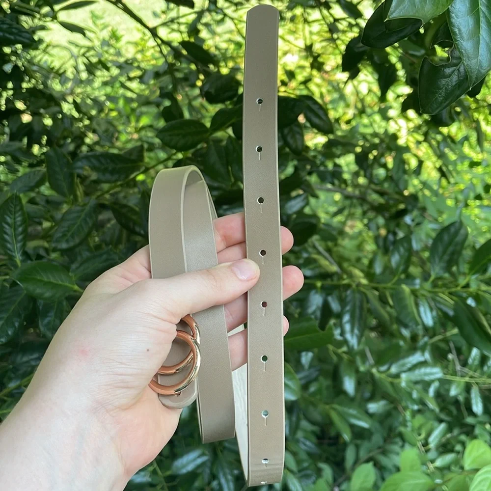 Tan Faux Leather Skinny Waist Belt